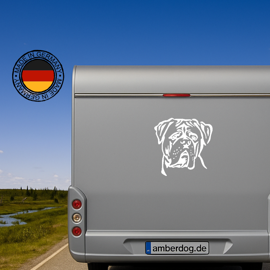 Bordeaux Dogge Aufkleber – Kopf Silhouette für Auto, Wohnmobil & Wandtattoo - 20cm / Schwarz