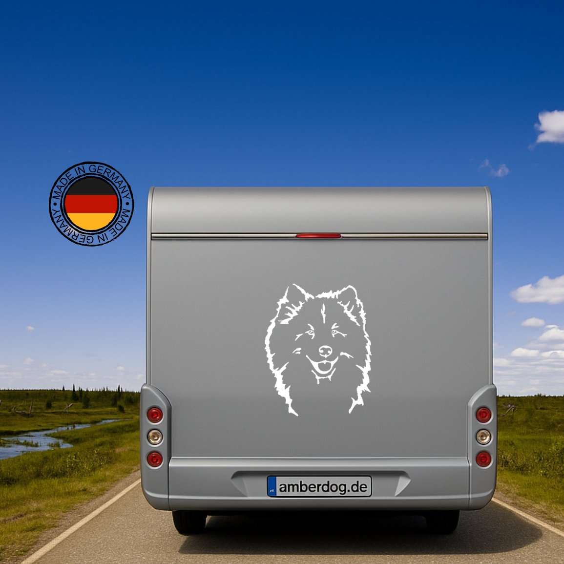 Eurasier Aufkleber Wohnmobil | Hund Kopf Autoaufkleber & Wandtattoo - H20cm / Weiß