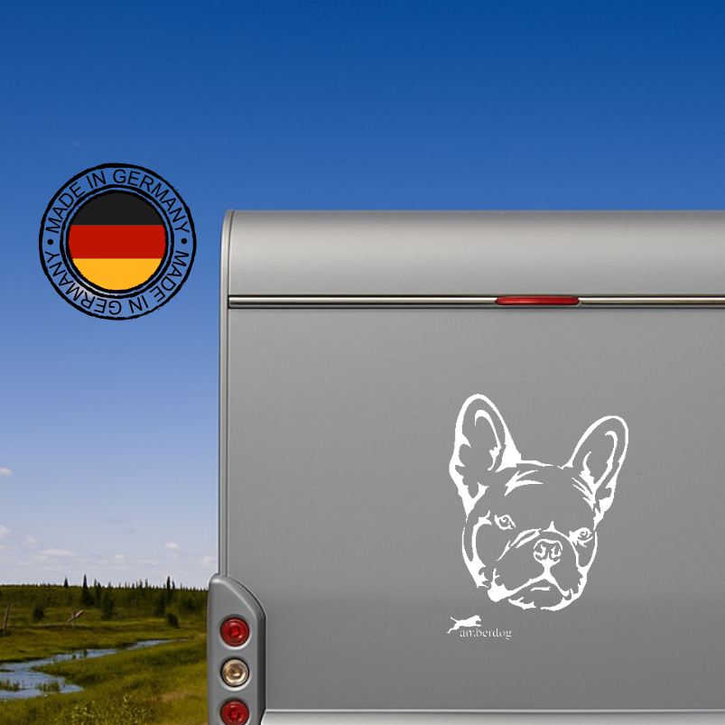 Französische Bulldogge Kopf Siluette Auto Wohnmobil Aufkleber l Wandtattoo - H20cm / Schwarz