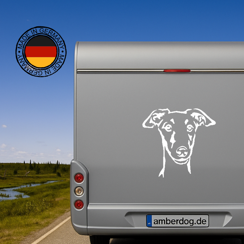 Galgo Kopf Auto Wohnmobil Aufkleber I Wandtattoo - H20cm / Weiß