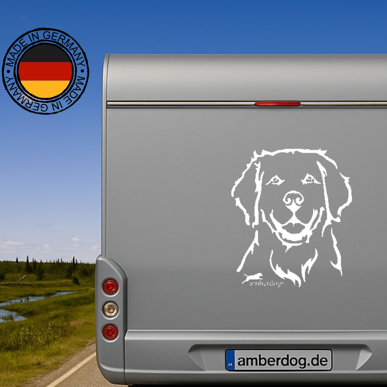Golden Retriever Aufkleber & Wandtattoo | Kopf-Motiv Auto, Wohnmobil, Fenster - H20cm / Weiß