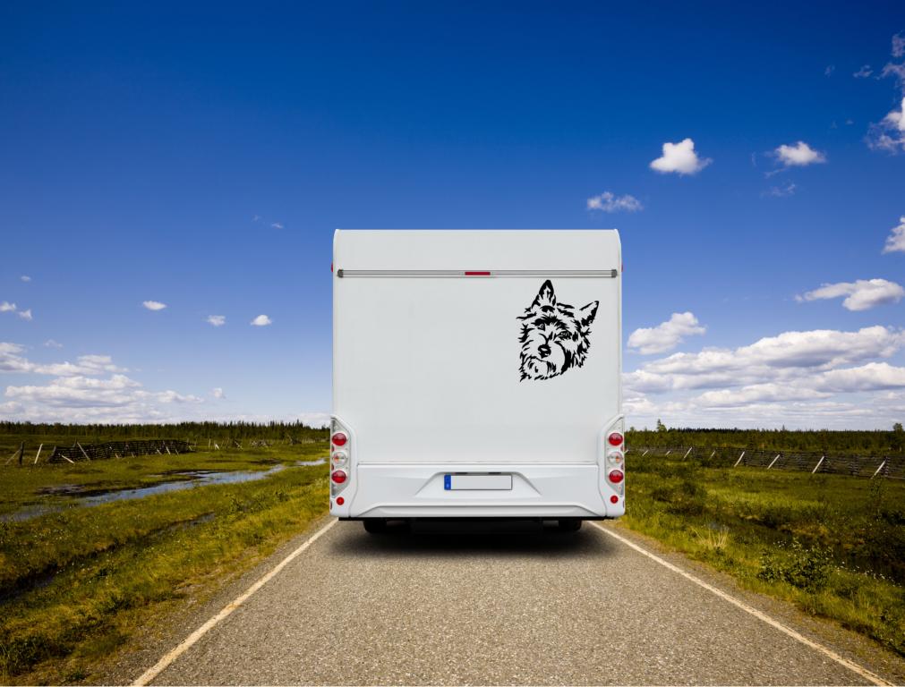 Cairn Terrier Kopf Wohnmobil Aufkleber  I Wandtattoo - H30cm / Schwarz