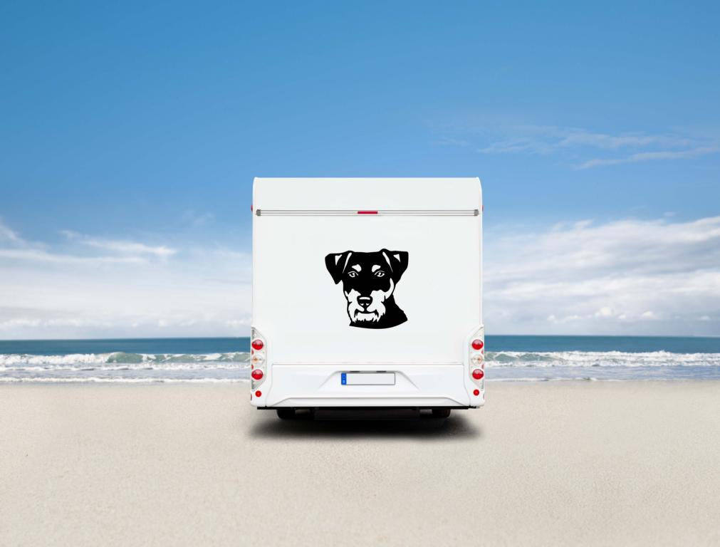 Deutscher Jagdterrier Kopf Auto Wohnmobil Aufkleber I Wandtattoo - H50cm / Schwarz