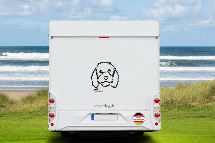 Portugiesischer Wasserhund Aufkleber – Auto, Wohnmobil & Wandtattoo | Vinyl Hundeaufkleber - H20cm / Schwarz