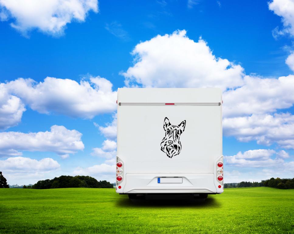 Scottish Terrier Kopf Auto Wohnmobil Aufkleber I Wandtattoo - H30cm / Schwarz