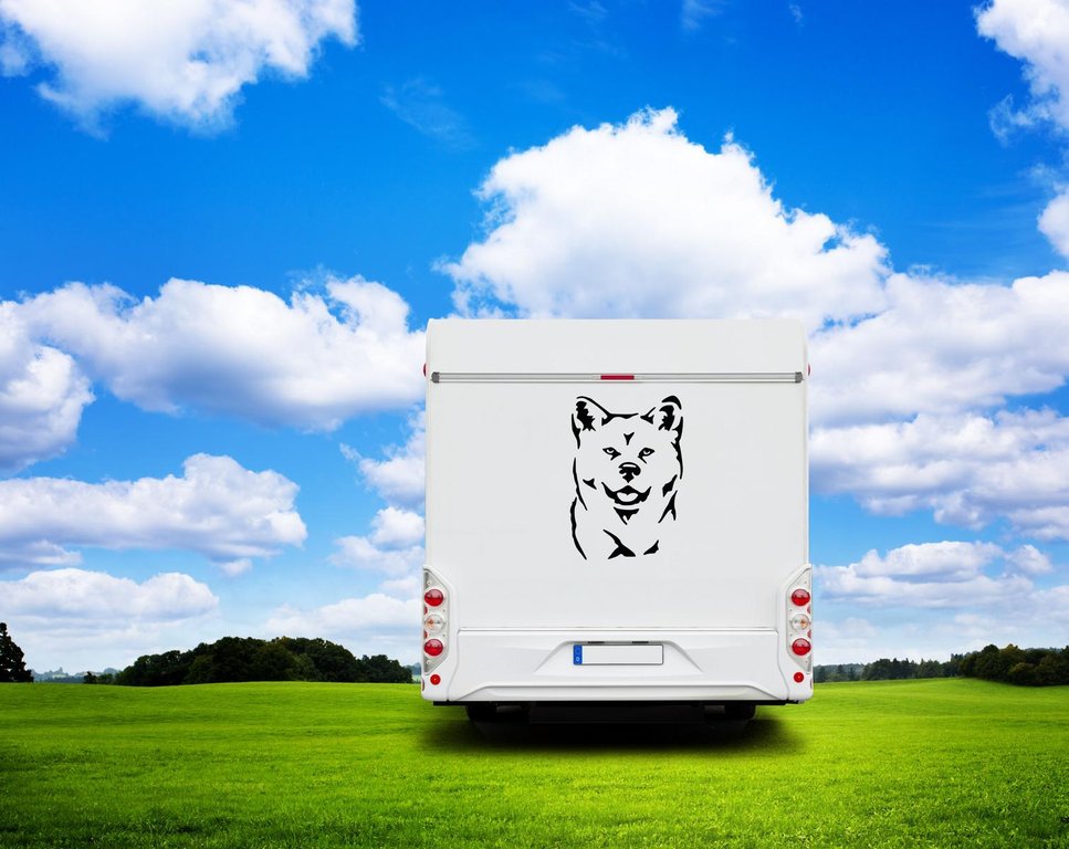 Akita KOPF Wohnmobil Aufkleber I Wandtattoo - H50cm / Schwarz