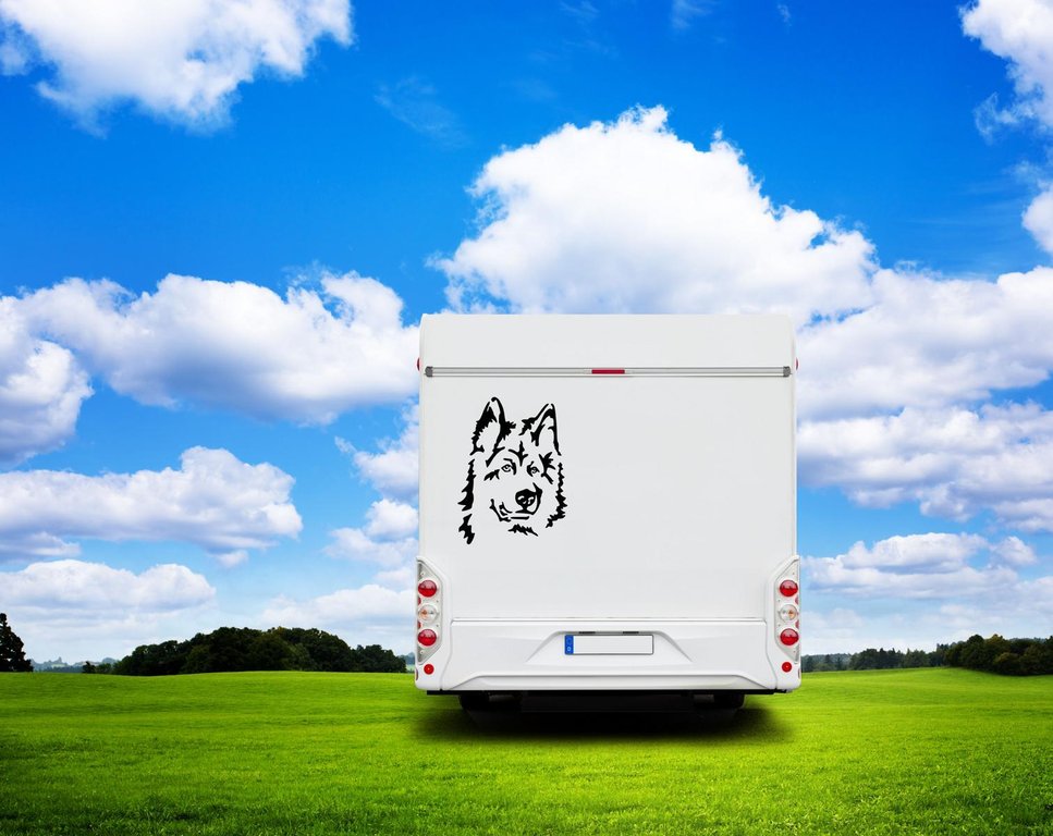 Altdeutscher Schäferhund Kopf Siluette Wohnmobil Aufkleber I Wandtattoo - H30cm / Schwarz