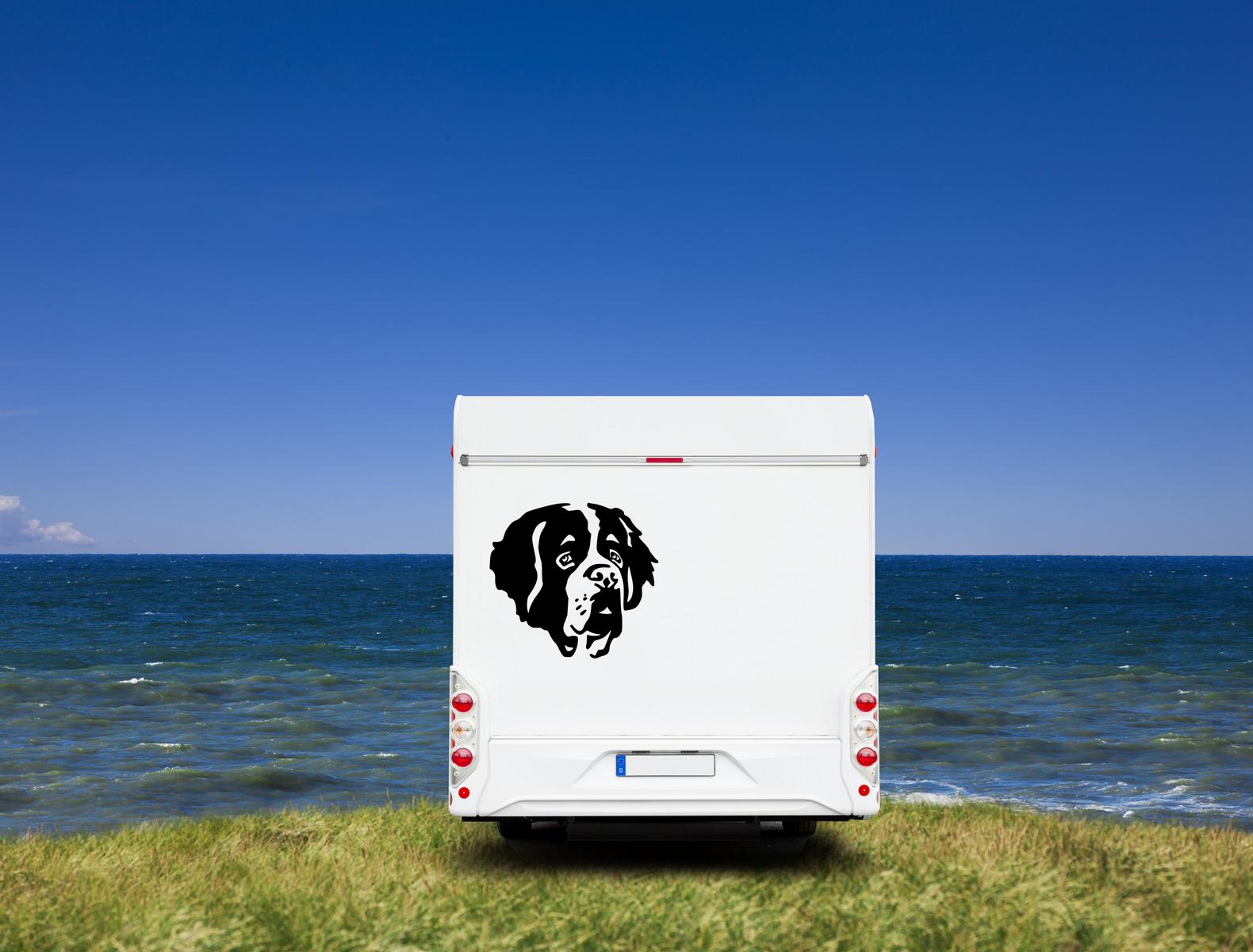 Bernhardiner Kopf Wohnmobil Aufkleber  I Wandtattoo - H20cm / Schwarz