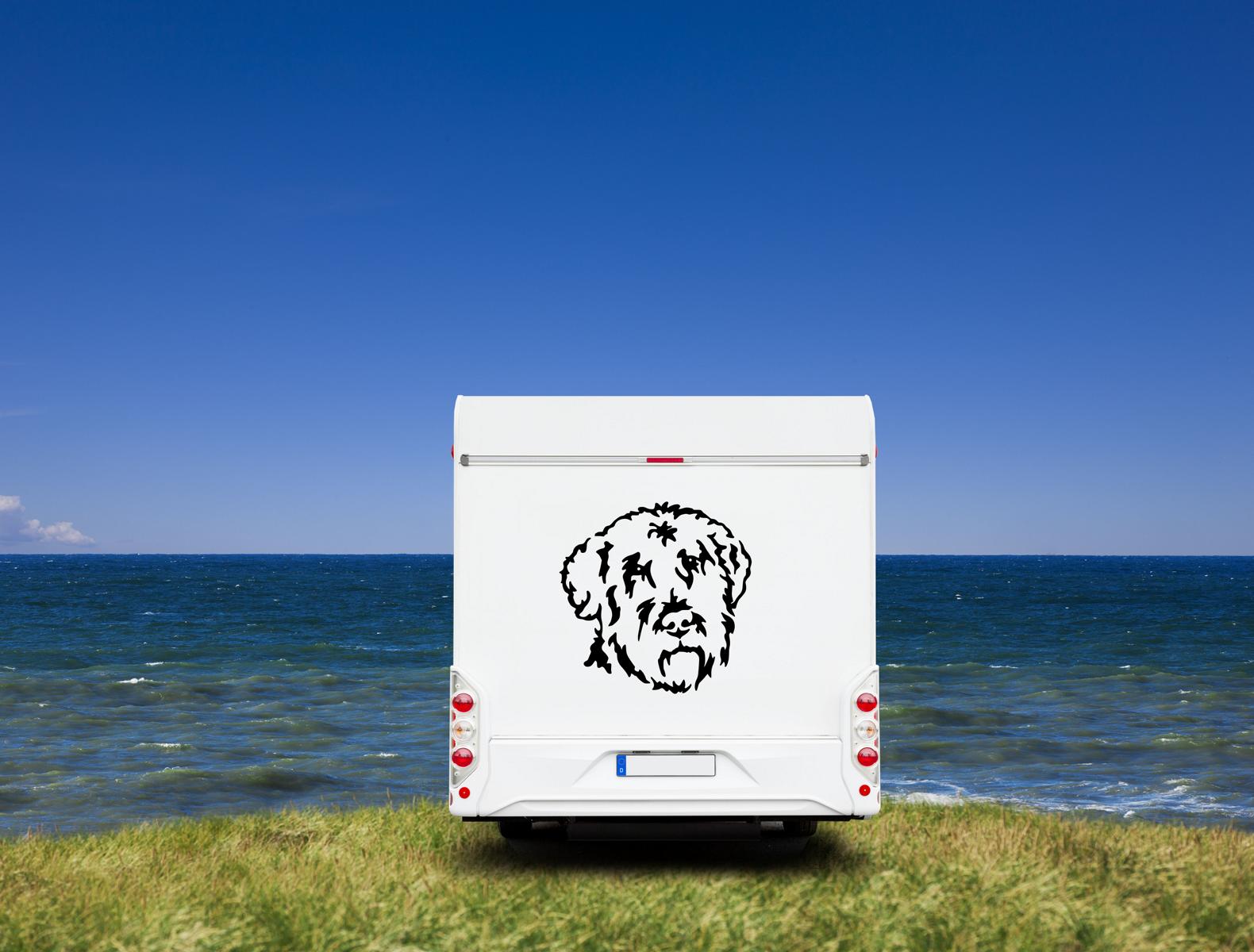 Bouvier des Flandres Kopf Auto Wohnmobil Aufkleber l Wandtattoo - H30cm / Weiß
