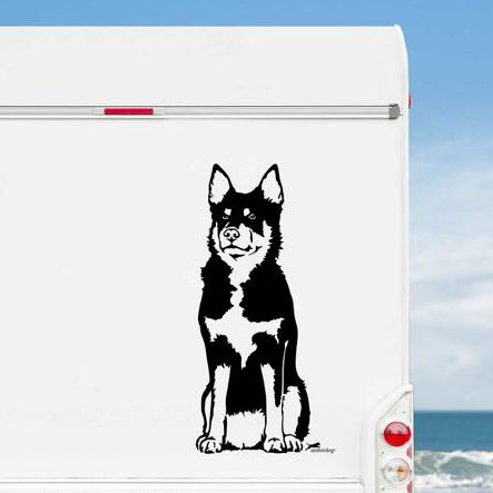 Lapinporokoira Lappländischer Rentierhund Aufkleber Auto, Wohnmobil & Wandtattoo - H20cm / Weiß