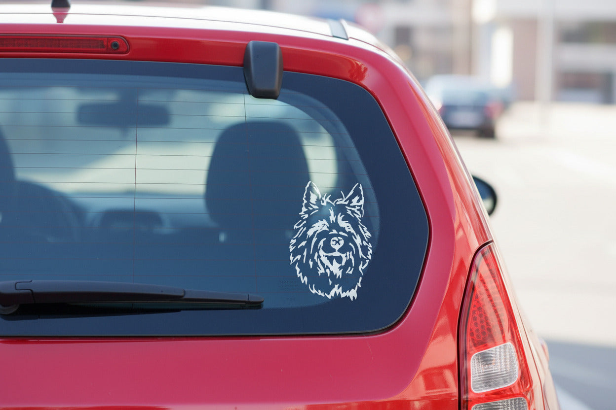 Australian Terrier Aufkleber Wohnmobil | Hund Kopf Autoaufkleber & Wandtattoo - H30cm / Schwarz