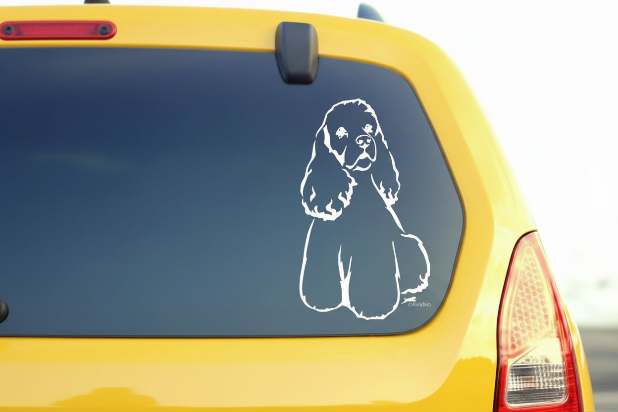 American Cocker Spaniel Aufkleber Auto, Wohnmobil & Wandtattoo - H20cm / Weiß