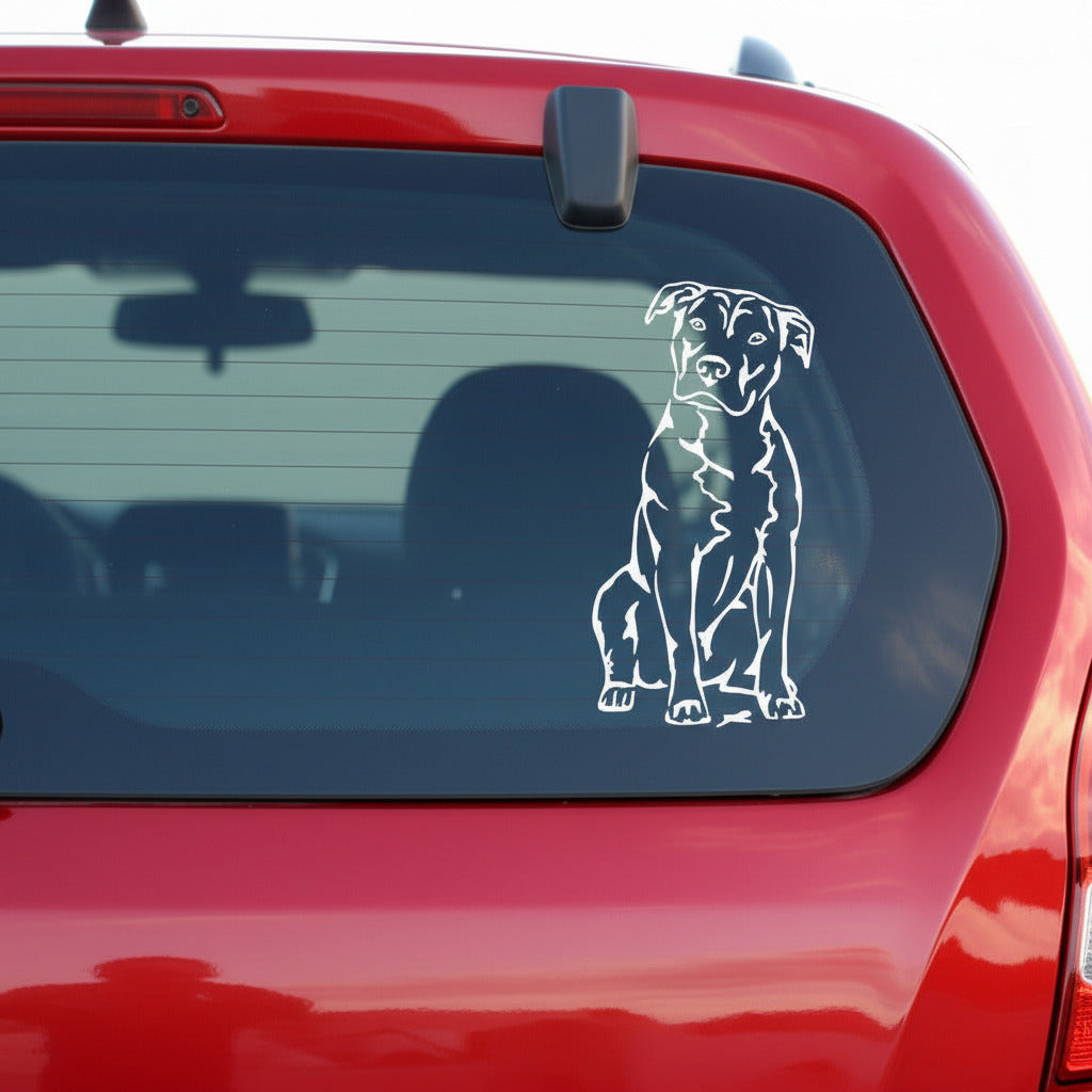 American Staffordshire Terrier Aufkleber – Kopf Silhouette für Auto, Wohnmobil & Wandtattoo - H50cm / Weiß