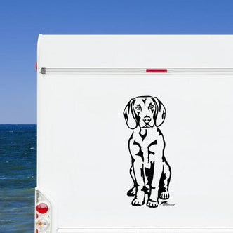 Bayerischer Gebirgsschweißhund Aufkleber & Wandtattoo | Ganzkörper-Motiv Auto, Wohnmobil, Fenster - H20cm / Weiß
