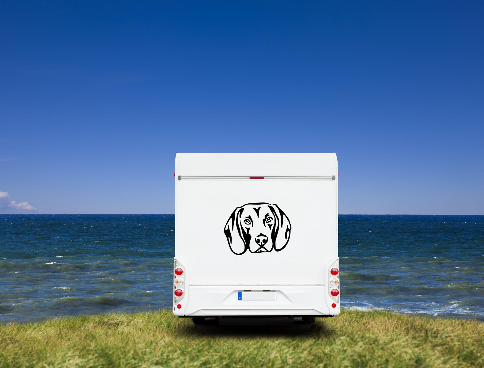 Bayerischer Gebirgsschweißhund Kopf Wohnmobil Aufkleber l Wandtattoo - H50cm / Schwarz