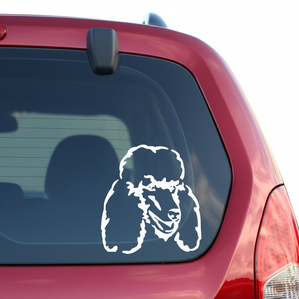 Pudel Großpudel Königspudel Kopf Auto Wohnmobil Aufkleber I Wandtattoo - H30cm / Weiß
