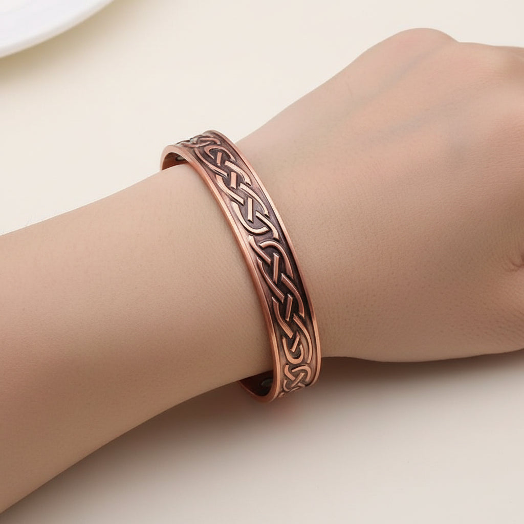 Kupferschmuck Armband mit Magneten Wasserwellen für Herren