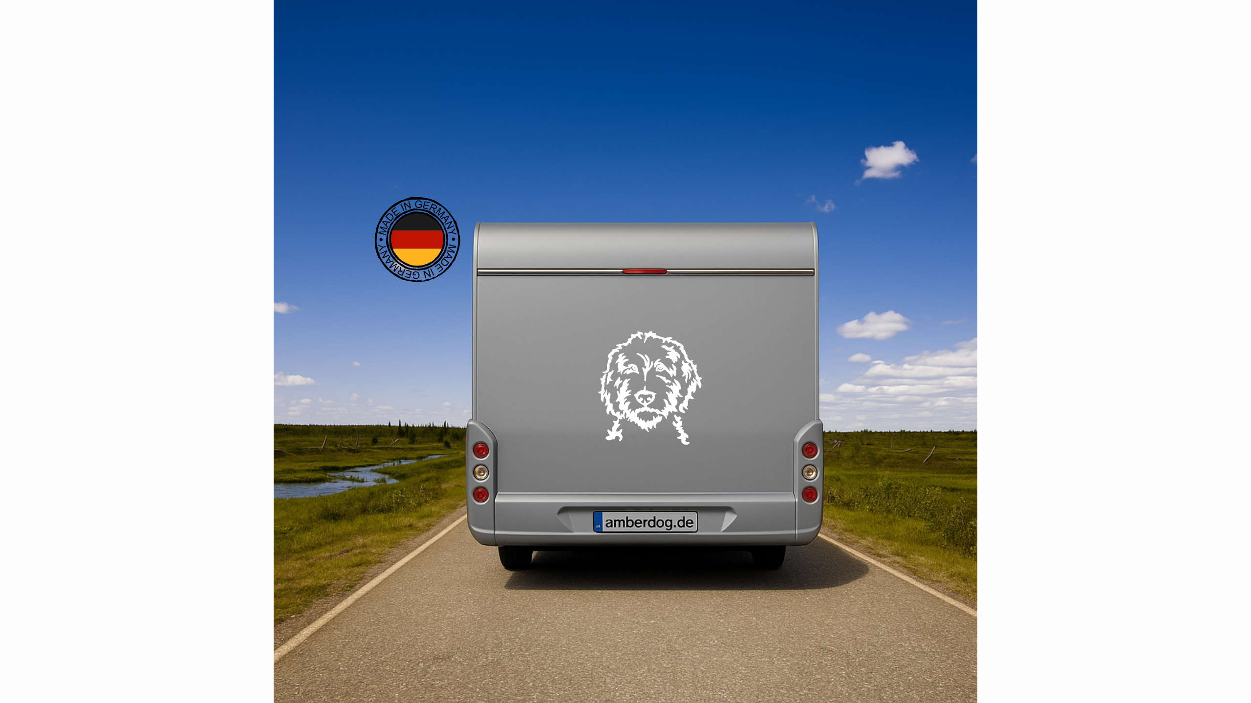Labradoodle Kopf Auto Wohnmobil Aufkleber l Wandtattoo - H50cm / Weiß