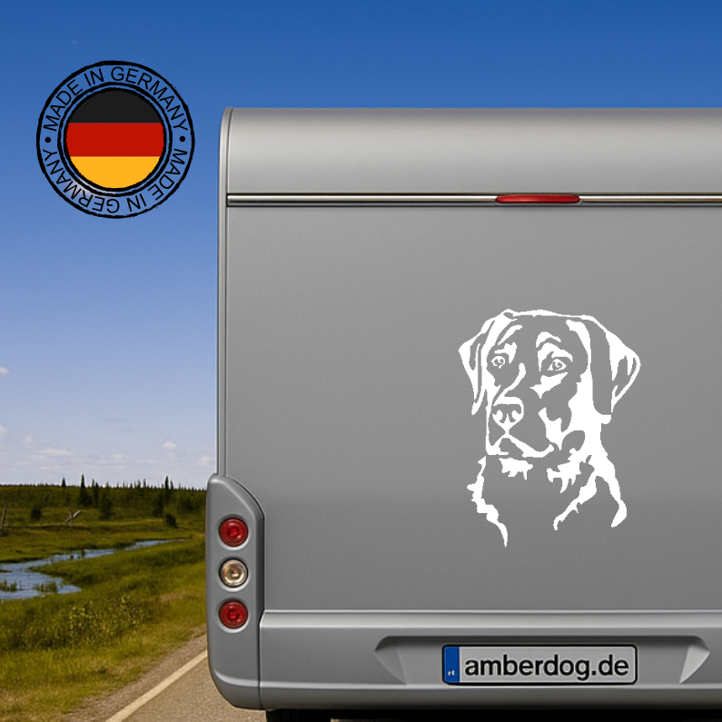 Labrador Retriever Aufkleber & Wandtattoo | Kopf-Motiv Auto, Wohnmobil, Fenster - H50cm / Weiß