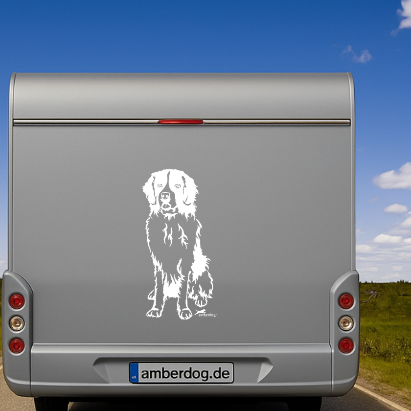 Landseer Aufkleber & Wandtattoo | Ganzkörper-Motiv Auto, Wohnmobil, Fenster - H50cm / Schwarz