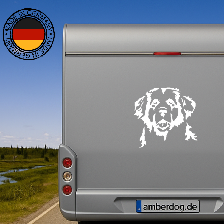 Leonberger Kopf Auto Wohnmobil Aufkleber I Wandtattoo - H50cm / Weiß