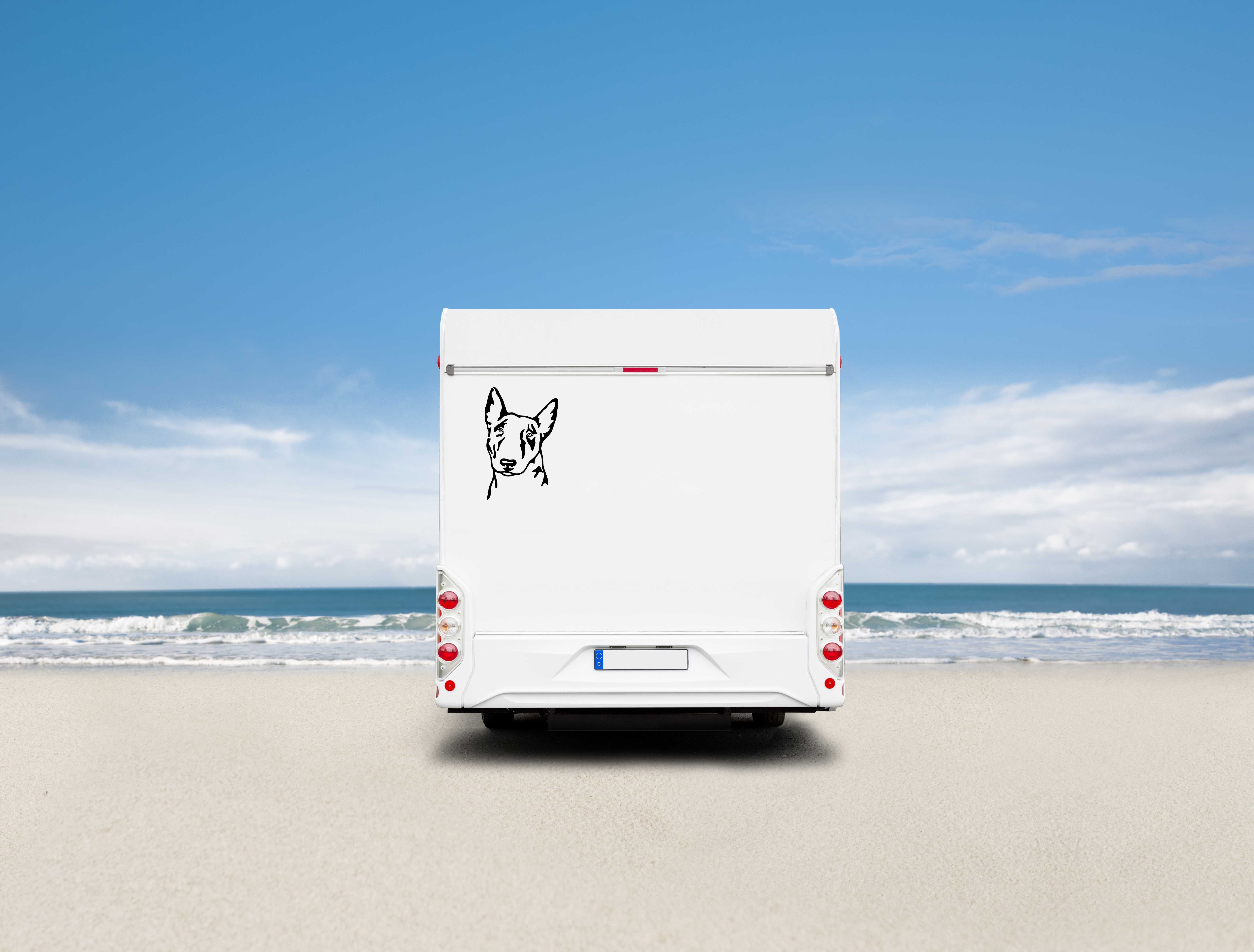 Bullterrier Kopf Wohnmobil Aufkleber I Wandtattoo - 30x20cm / Weiß