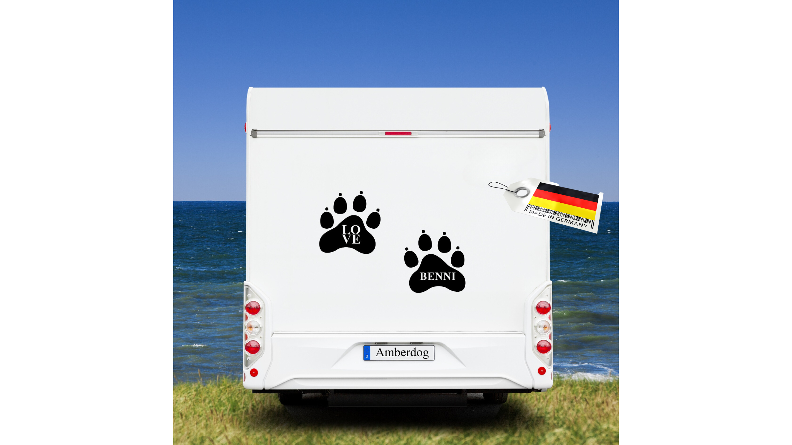 Pfötchen-Aufkleber für Wohnmobil (2er- oder 3er-Set) - 50cm / 2-er Set