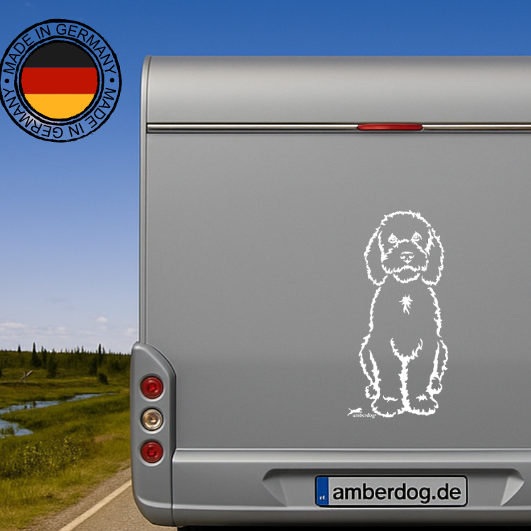 Portugiesischer Wasserhund Aufkleber Auto, Wohnmobil & Wandtattoo | amberdog® - H30cm / Schwarz