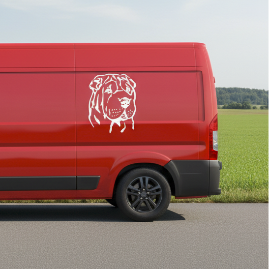 Shar Pei Kopf Auto Wohnmobil Aufkleber I Wandtattoo - H30cm / Weiß