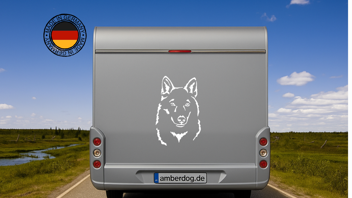 Tschechoslowakischer Wolfshund Aufkleber Wohnmobil | Hund Kopf Autoaufkleber & Wandtattoo - H20cm / Weiß