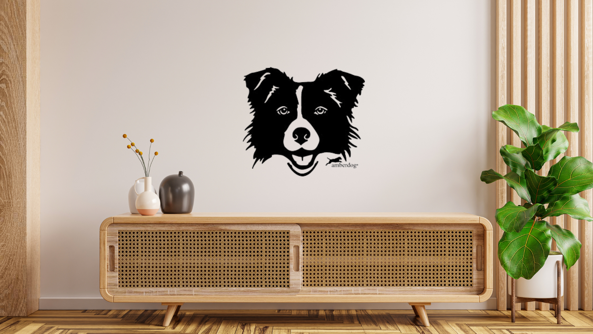 Border Collie Kopf Aufkleber I Wandtattoo - H30cm / Schwarz