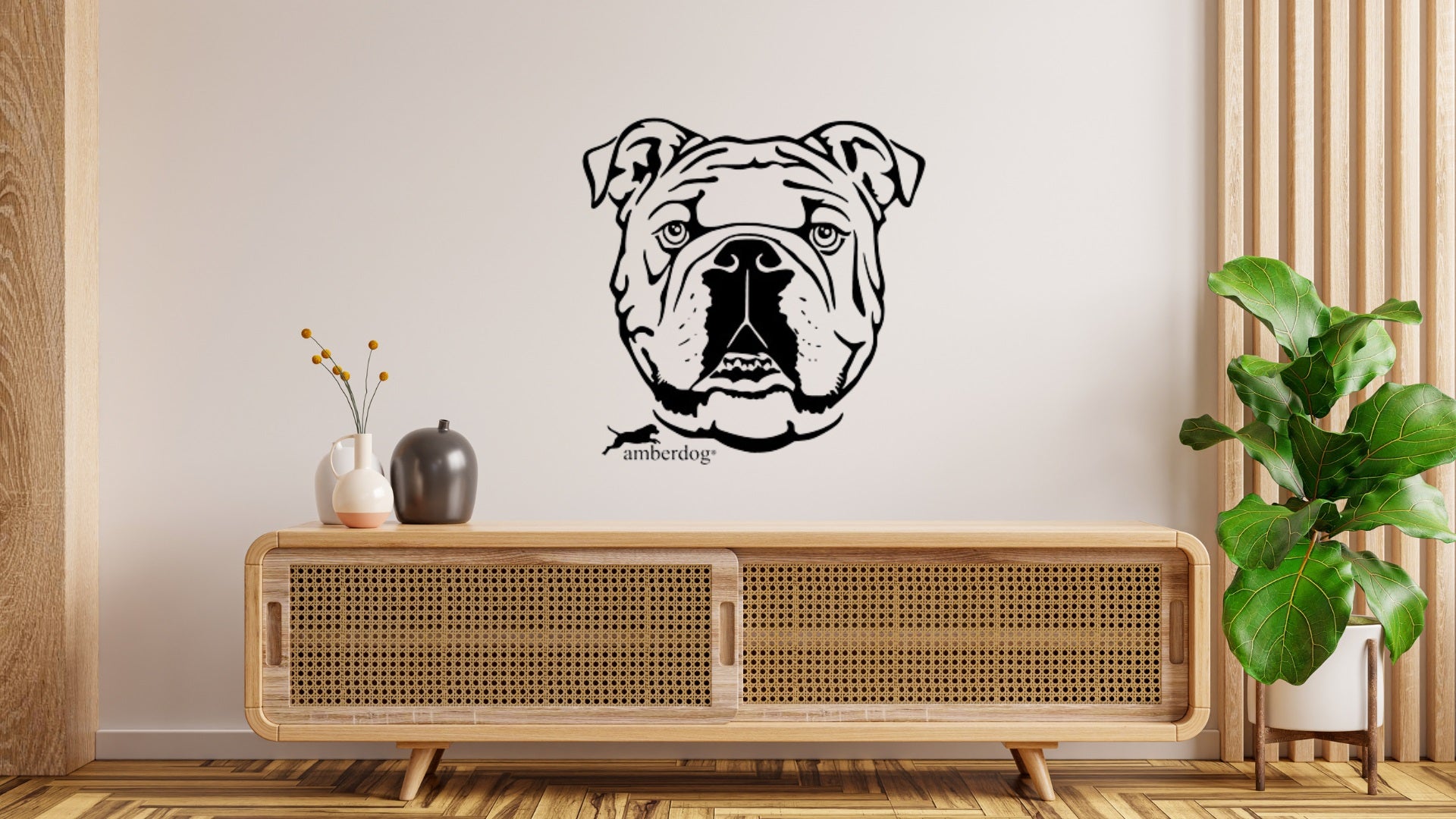 Englische Bulldogge Kopf Auto Wohnmobil Aufkleber l Wandtattoo - H50cm / Schwarz