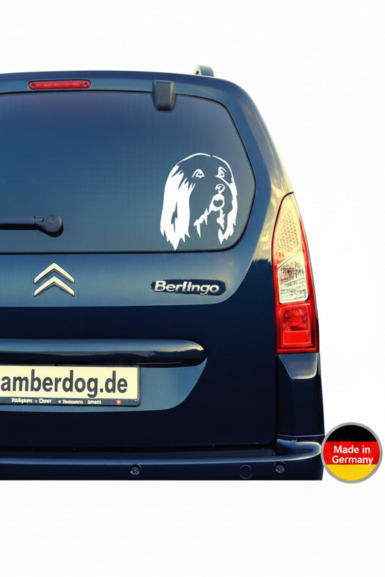 Bearded Collie Aufkleber Wohnmobil | Hund Kopf Autoaufkleber & Wandtattoo - H50cm / Schwarz