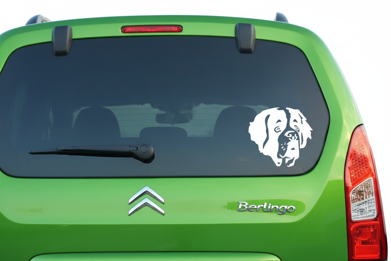 Bernhardiner Aufkleber Wohnmobil | Hund Kopf Autoaufkleber & Wandtattoo - H30cm / Schwarz