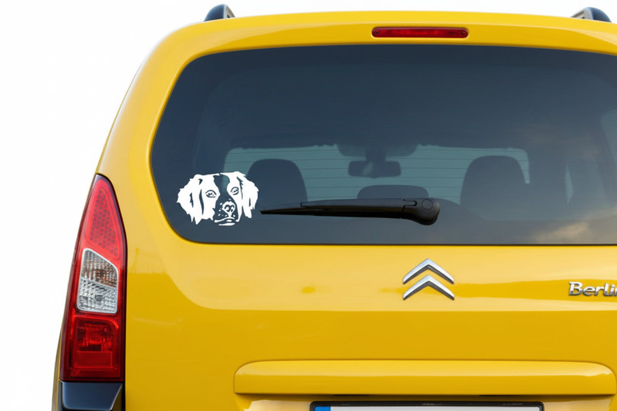 Bretone Aufkleber Wohnmobil | Hund Kopf Autoaufkleber & Wandtattoo - 30cm / Schwarz