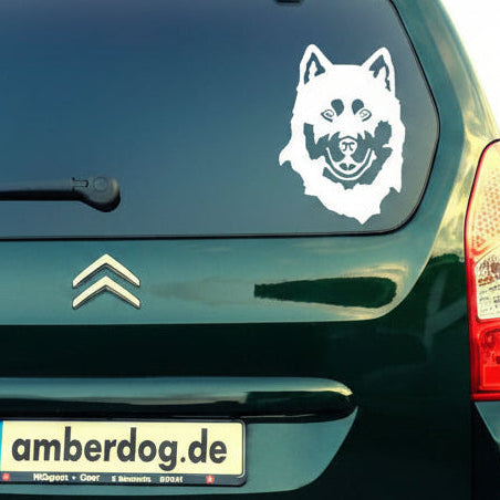 Malamut Aufkleber Wohnmobil | Hund Kopf Autoaufkleber & Wandtattoo - H50cm / Weiß