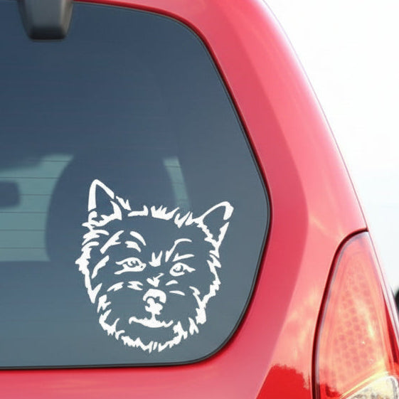 Norwich Terrier Aufkleber Wohnmobil | Hund Kopf Autoaufkleber & Wandtattoo - H20cm / Weiß