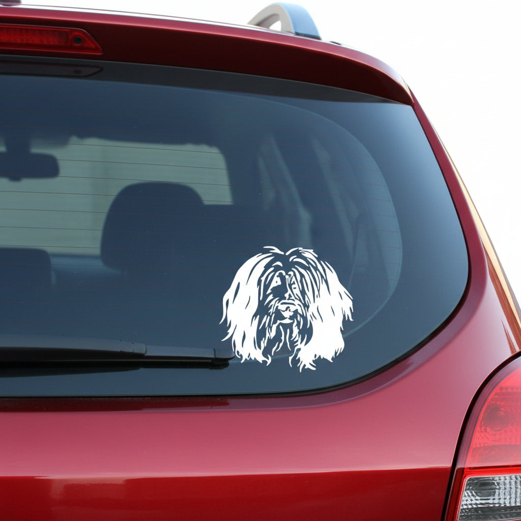 Polski Owczarek Nizinny PON Aufkleber & Wandtattoo | Kopf-Motiv Auto, Wohnmobil, Fenster - H50cm / Schwarz