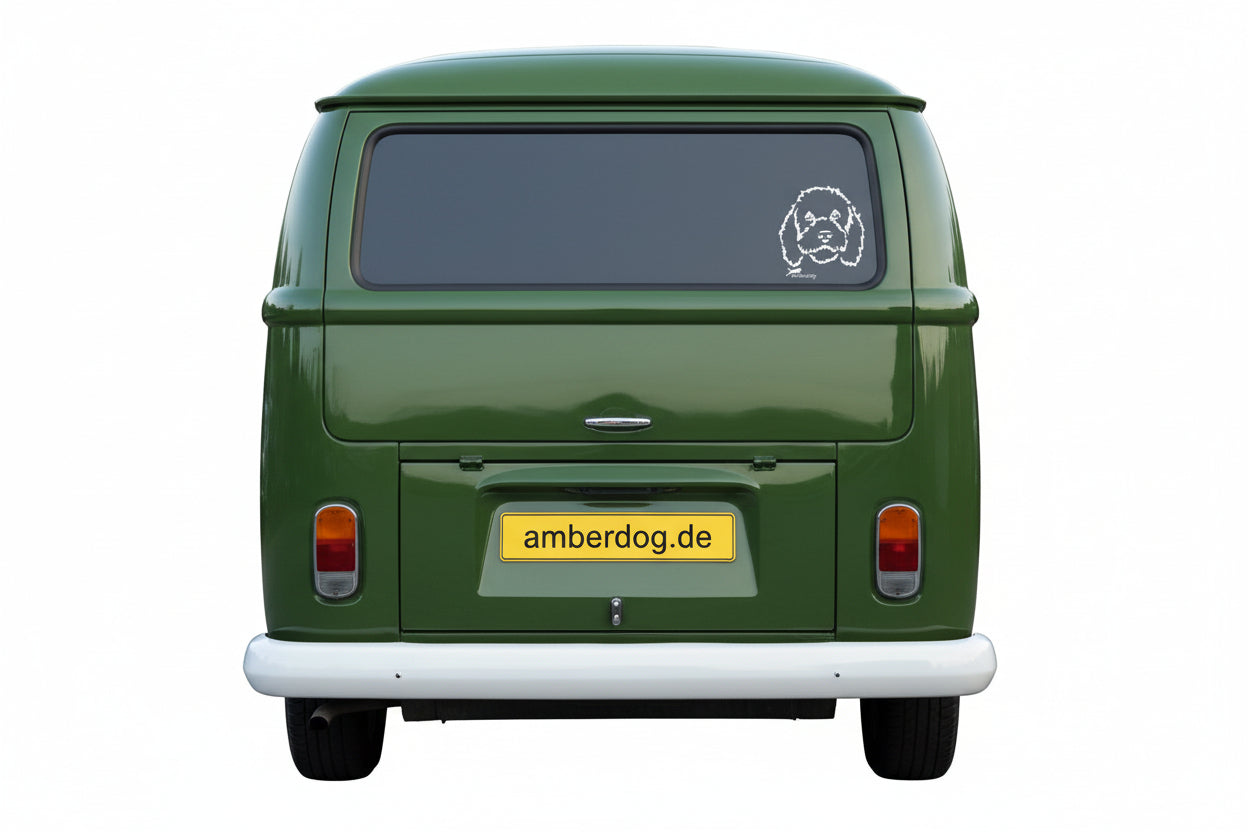 Portugiesischer Wasserhund Kopf Auto Wohnmobil Aufkleber I Wandtattoo - H20cm / Schwarz