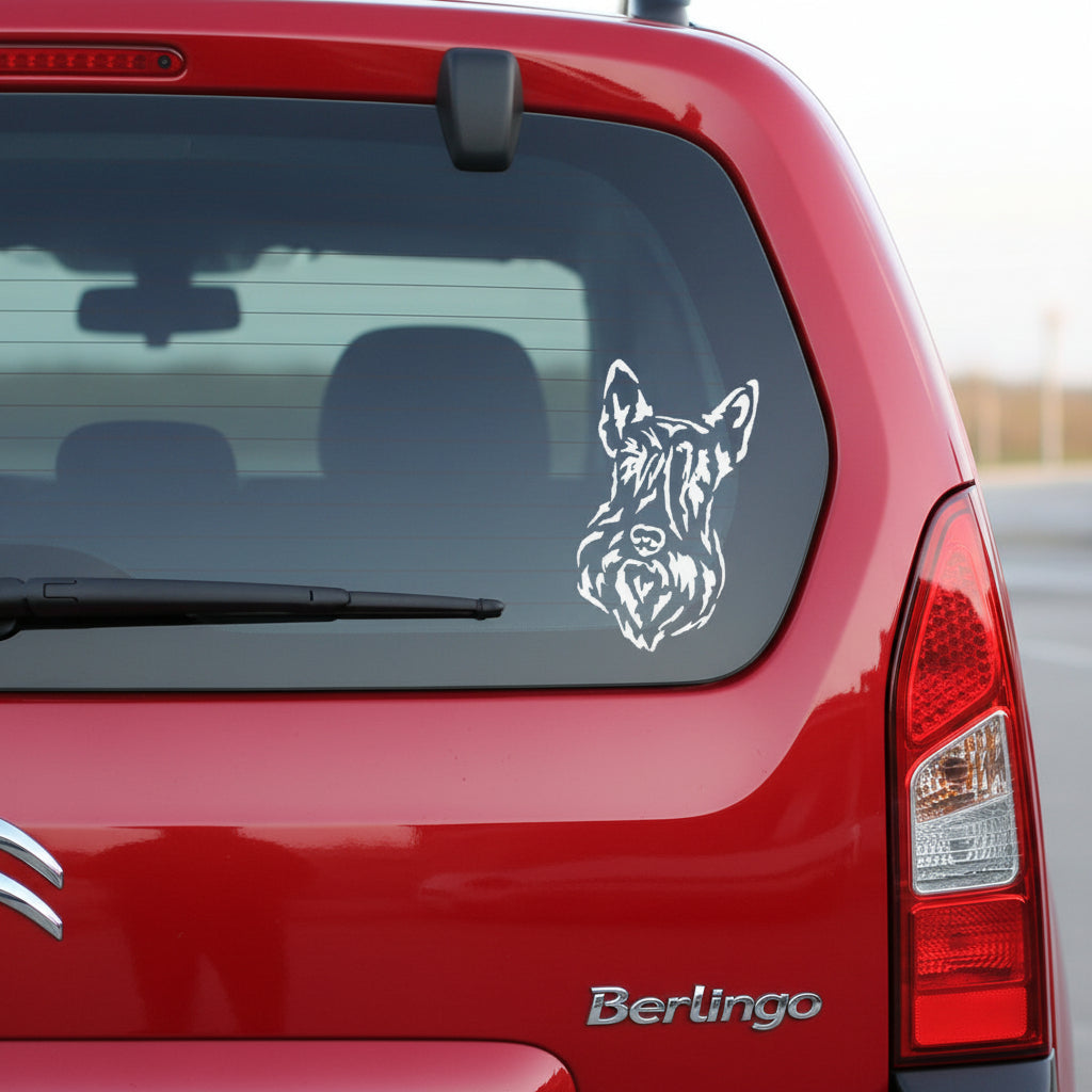 Scottish Terrier Aufkleber Wohnmobil | Hund Kopf Autoaufkleber & Wandtattoo - H20cm / Schwarz