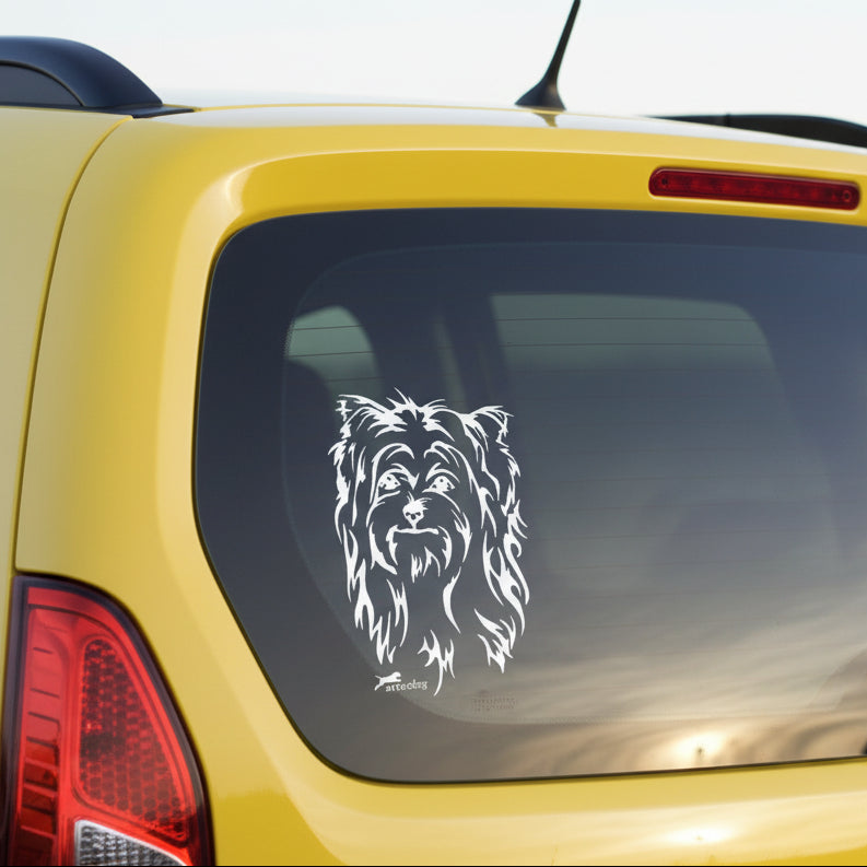 Biewer Yorkshire Kopf Auto Wohnmobil Aufkleber l Wandtattoo - H20cm / Weiß