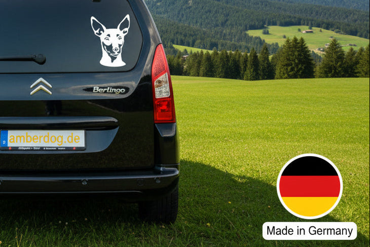 Zwergpinscher Aufkleber Wohnmobil | Hund Kopf Autoaufkleber & Wandtattoo - H20cm / Schwarz