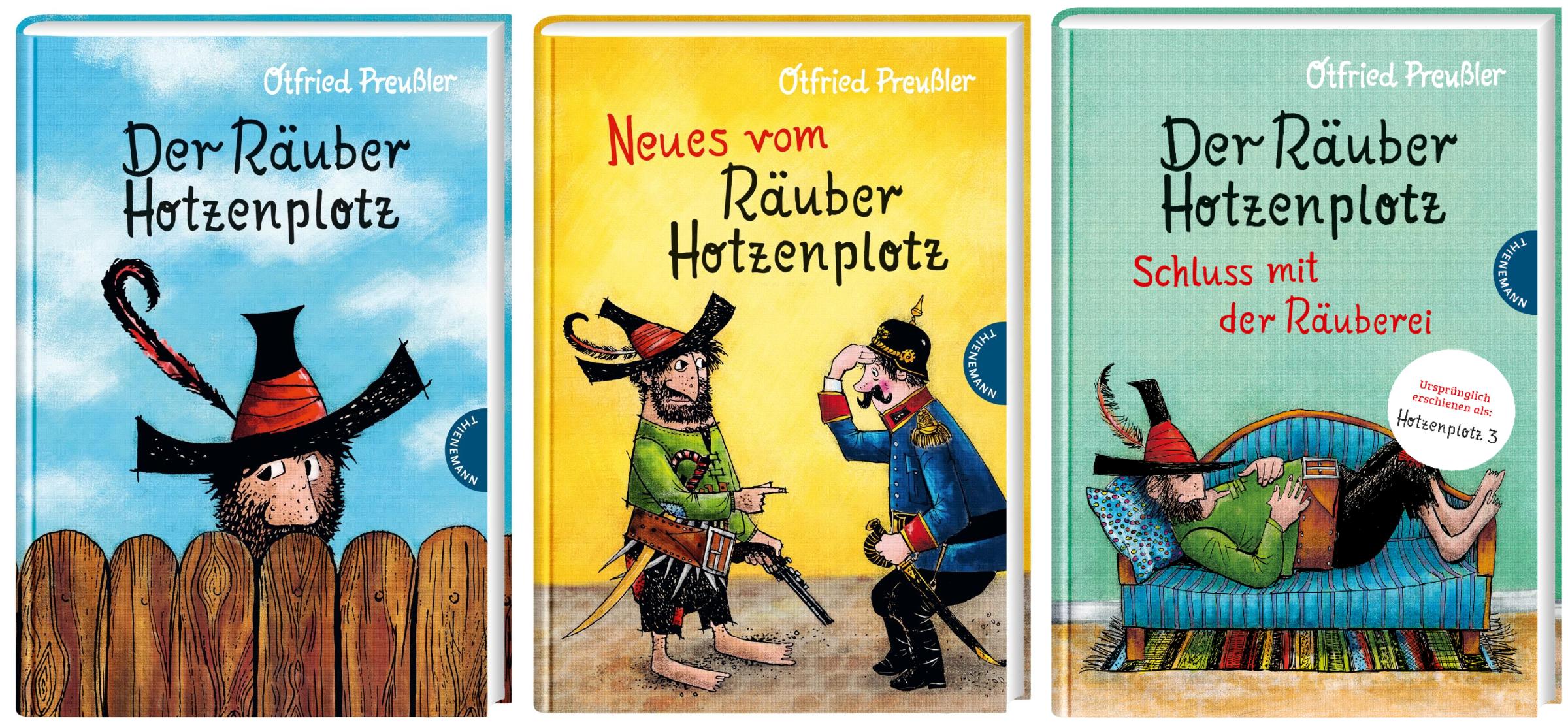 3 kolorierte Bücher vom Räuber Hotzenplotz im Set + 1 exklusives Postkartenset