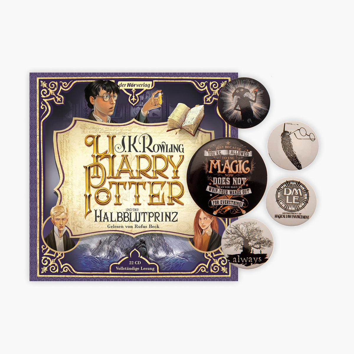 Harry Potter - Der Halbblutprinz als Hörbuch + 1 original Harry Potter Button