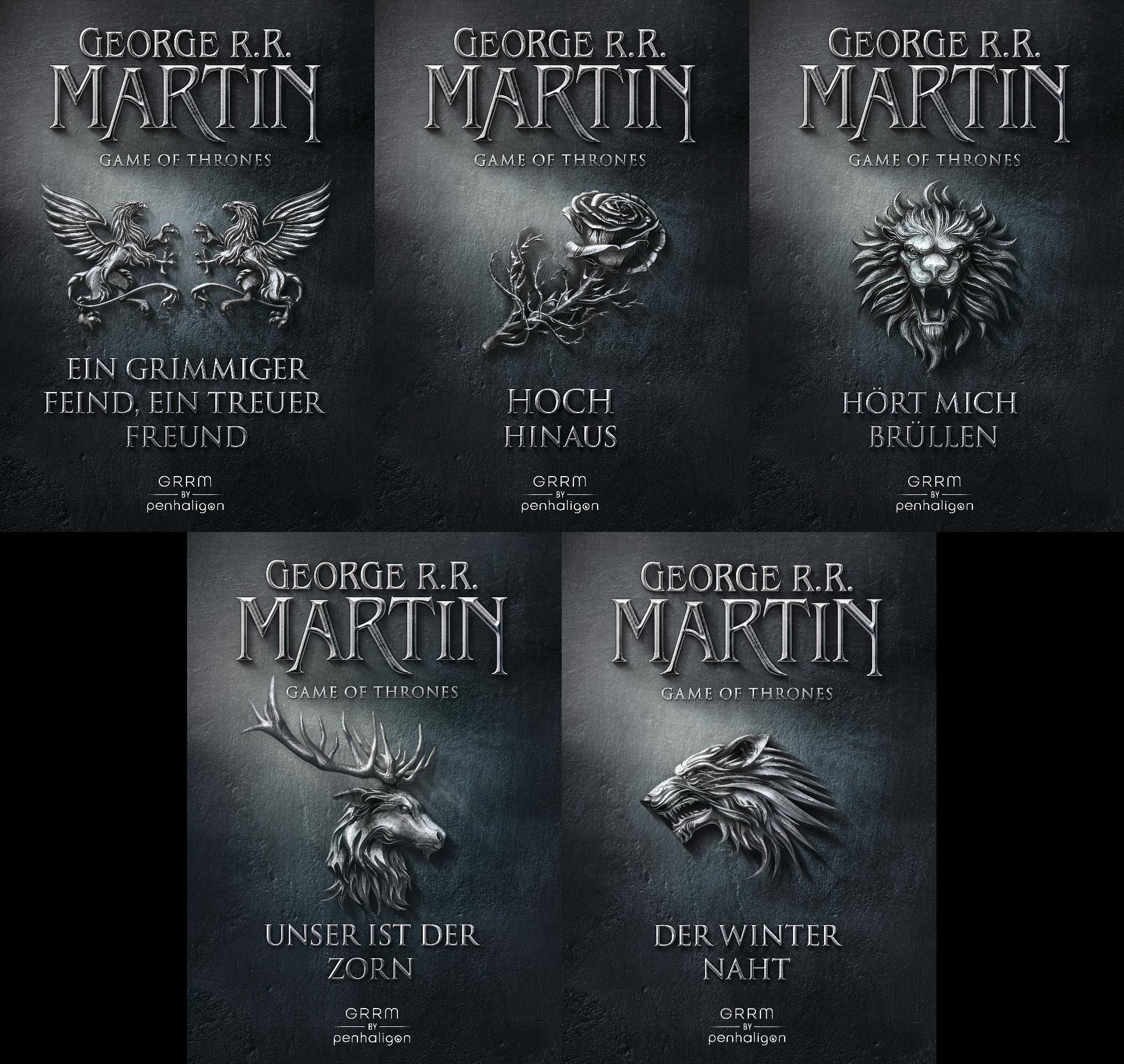 Die Game of Thrones-Serie Band 1-5 plus 1 exklusives Stammbaumplakat