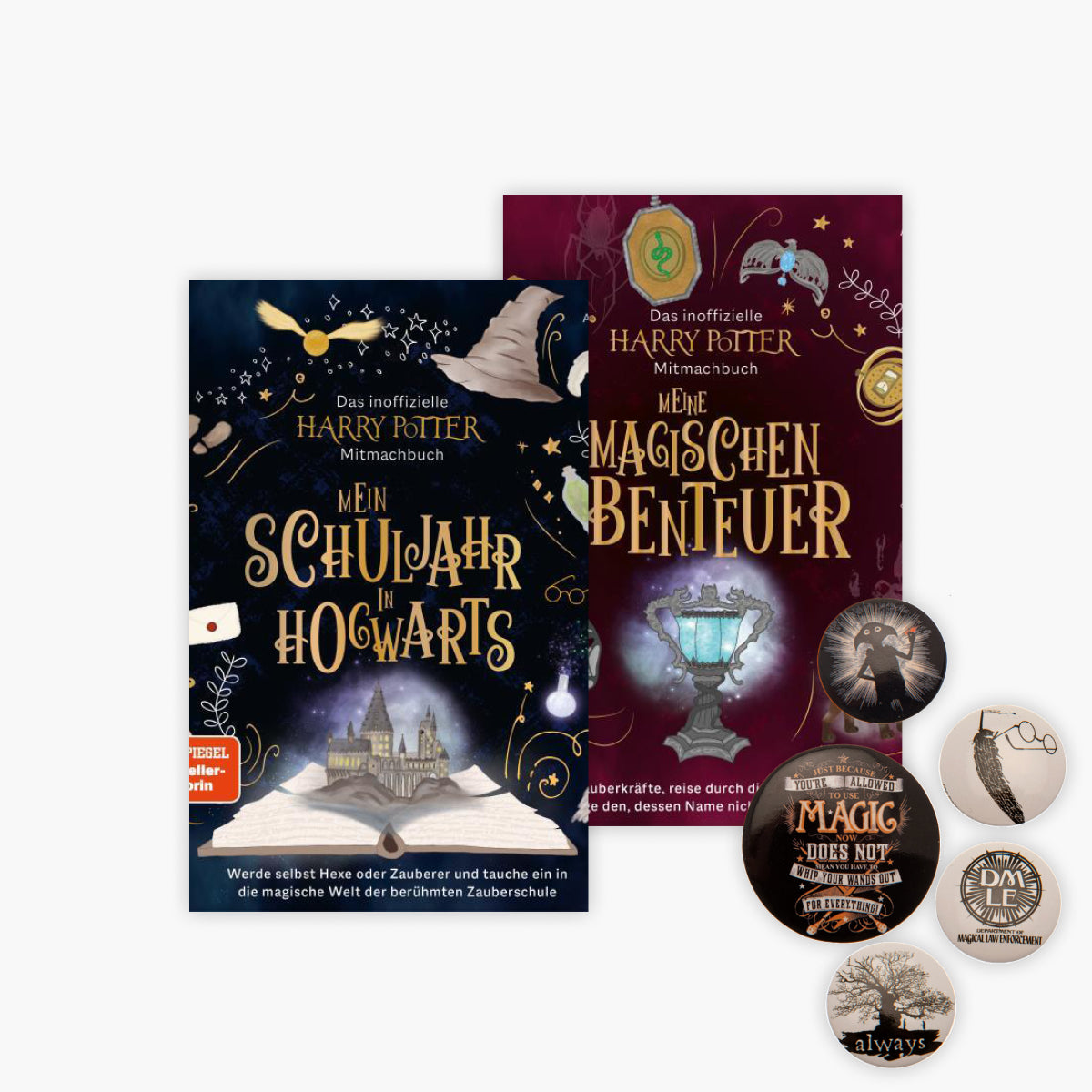 Harry Potter Mitmachbuch-Set: Hogwarts + Magische Abenteuer + 1 original Harry-Potter-Button