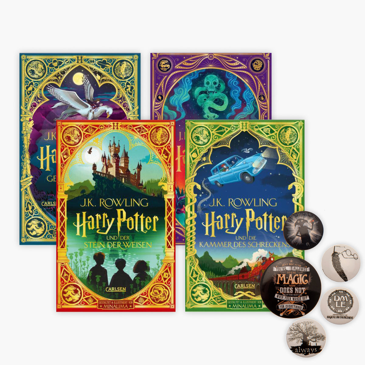 Harry Potter 3D-Papierkunst-Edition Band 1-4 plus 1 Potter Badge