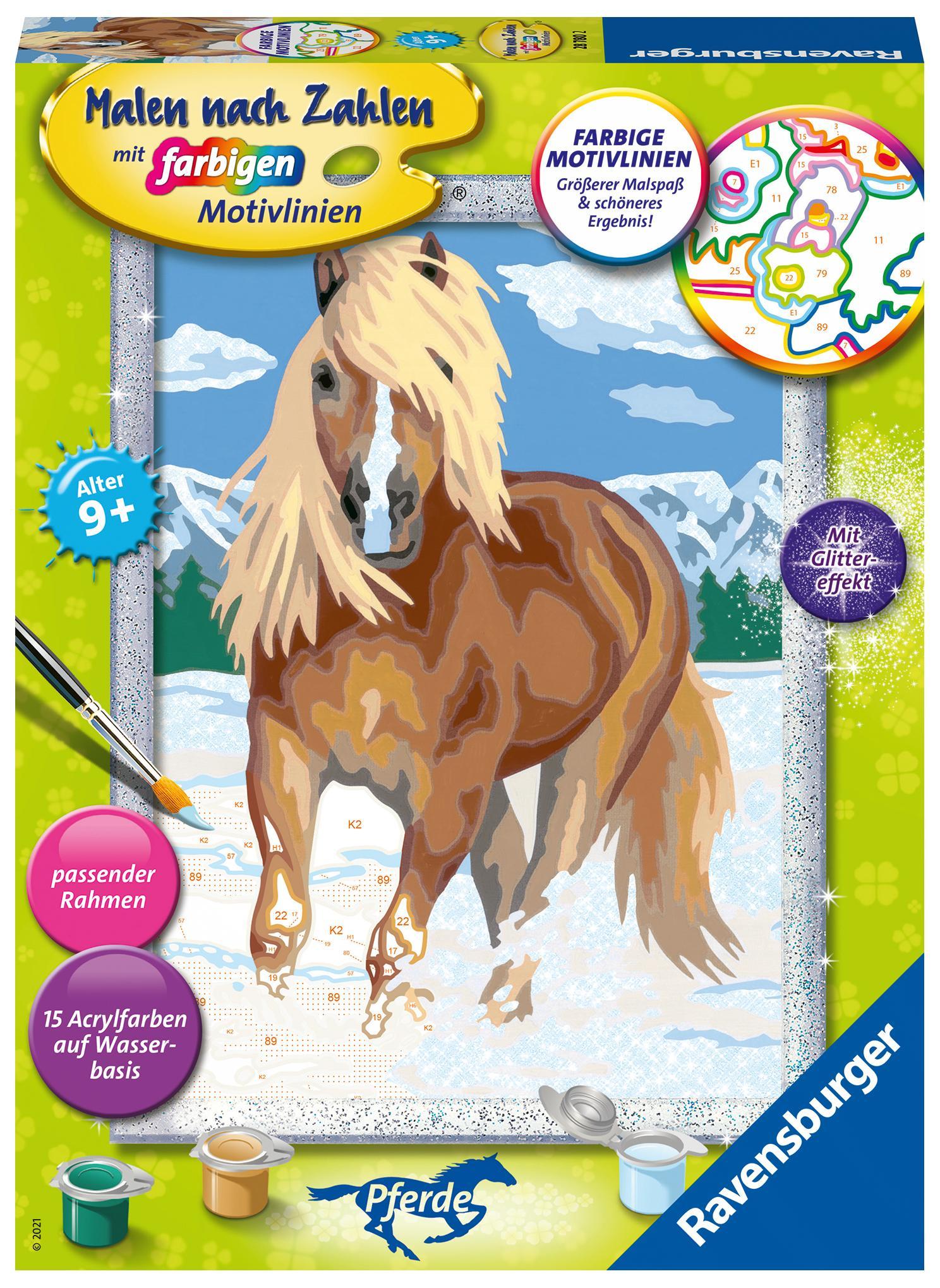Malen nach Zahlen CreArt Pferde: Haflinger im Schnee