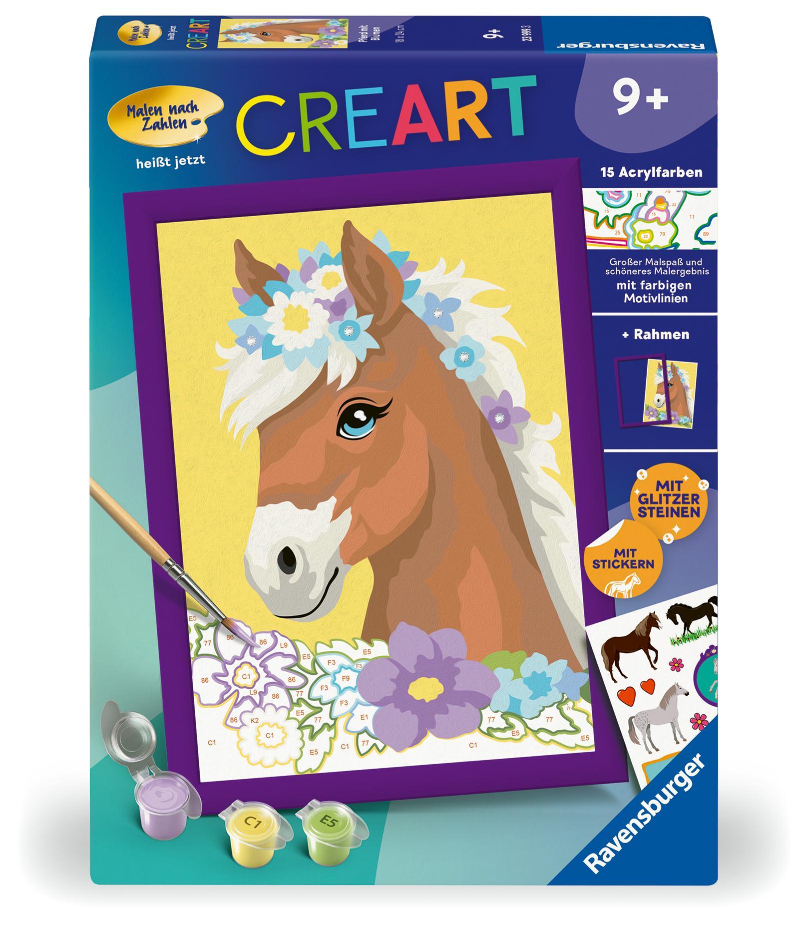 Malen nach Zahlen CreArt - Pferd mit Blumen
