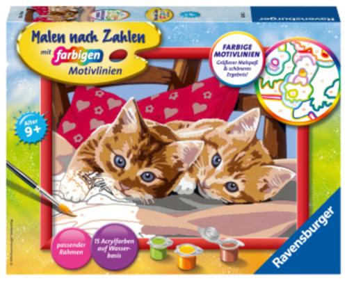 CreArt, Malen nach Zahlen Kinder - Zwei Schmusekätzchen